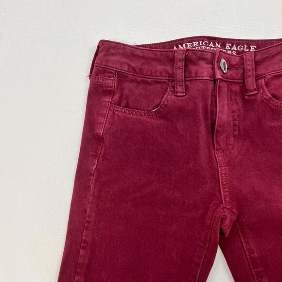 American Eagle Womens Low Rise Stretch Jeggings Wine Size 0 - Picture 4 of 9